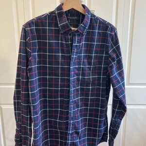 Banana Republic Flannel Luxe Cotton Navy Size M Tall